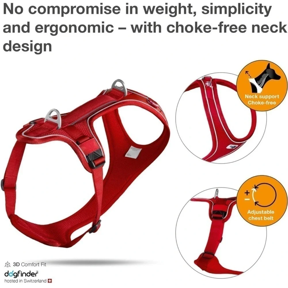 Curli Belka‎ Comfort Dog Harness Adjustable Step-in Choke-Free Reflective Red M